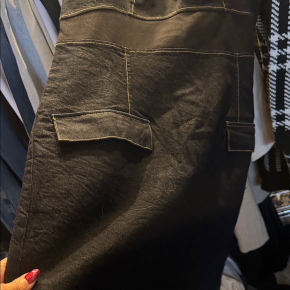 By Anthropologie Sleeveless Square-Neck Slim Knit Mini Dress dark Denim size 14 - Picture 9 of 10